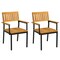 Costway Dining Chair Set of 2/4 with Acacia Wood Backrest Slanted Seat Comfortable Armrests